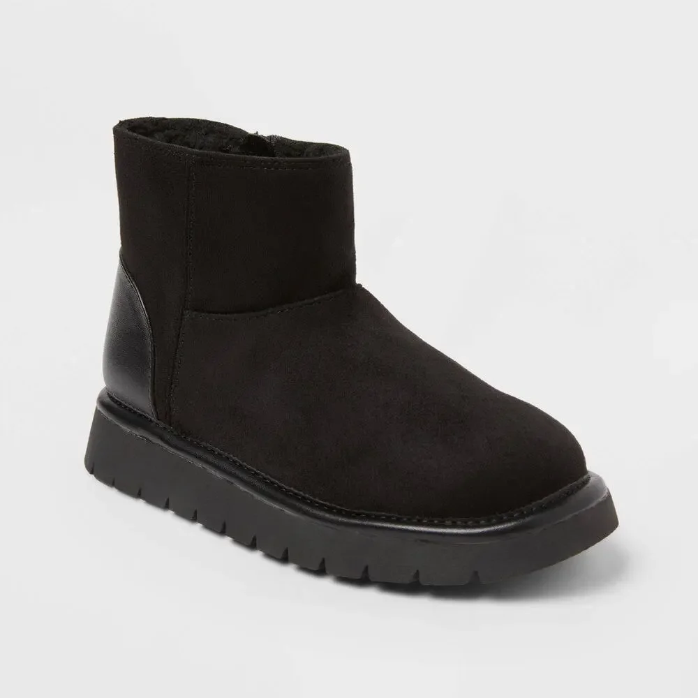Cat & Jack Girls' Honor Faux Suede Boots Black Size 3 NWT